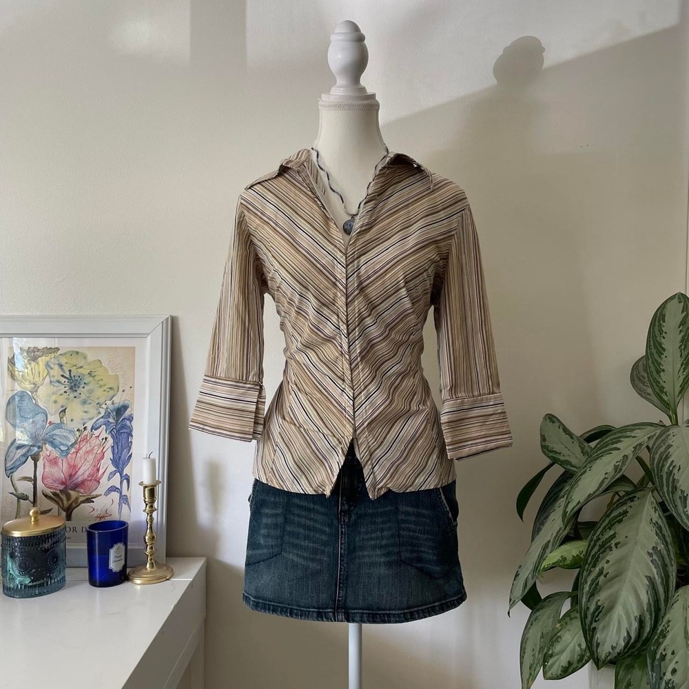 Y2k Dynamite Hook & Eye Chevron Blouse Womens Sz S/M Indie fall